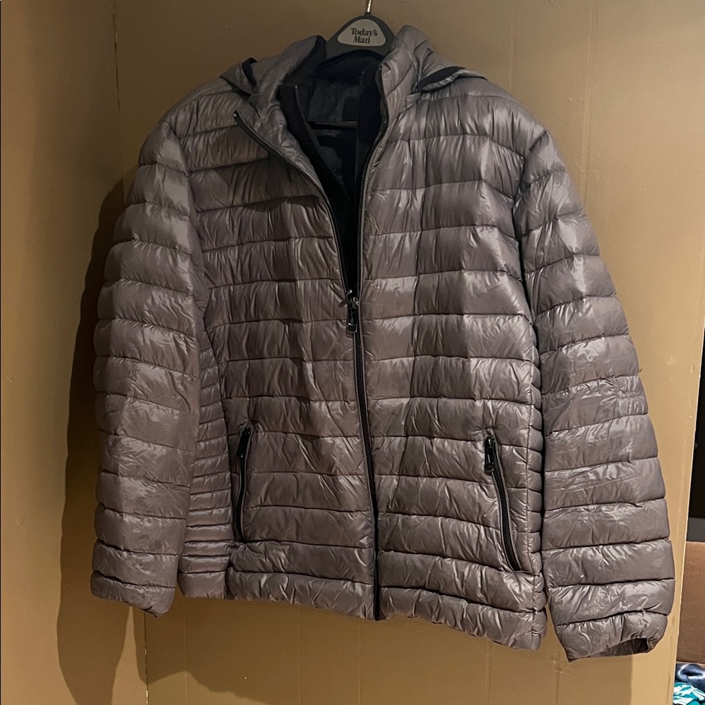 Calvin Klein Men's Premium Down Packable Puffer Jacket Sz 3X Pewter Gray NWOT